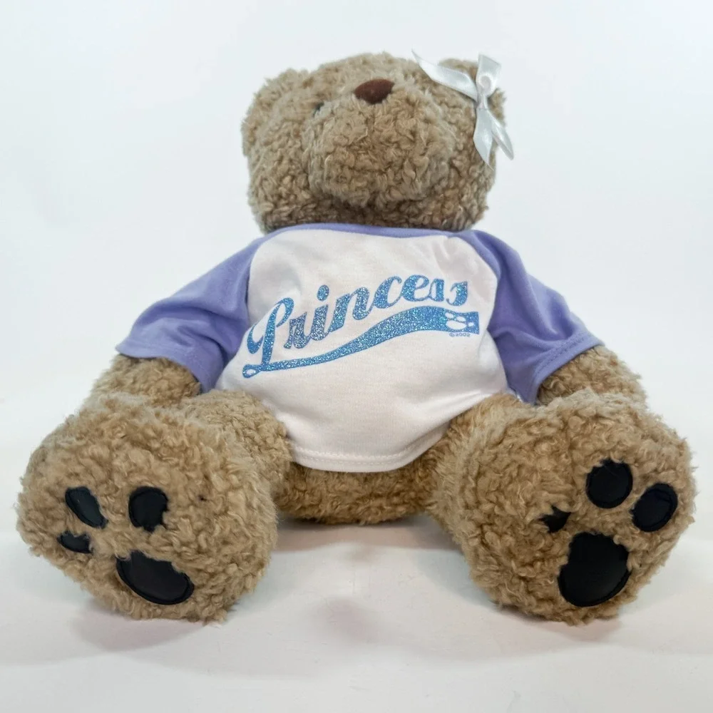 Vintage Build-A-Bear Tan Teddy Plush w/ Sparkling Princess Shirt & Bow -‎ 2002